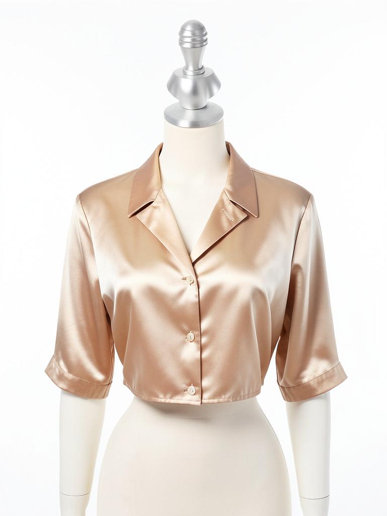 Blusa Cropped Cetim Dourado
