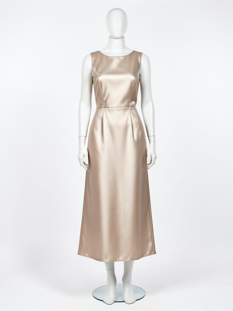 Vestido Midi Cetim Champagne